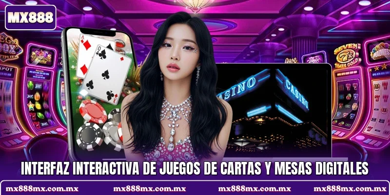 Interfaz interactiva de juegos de cartas y mesas digitales