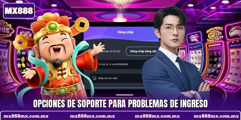Opciones de soporte para problemas de ingreso