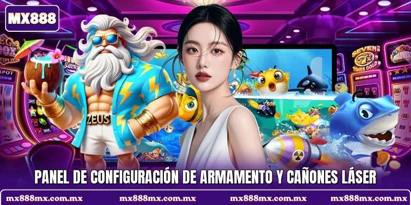 Panel de configuración de armamento y cañones láser