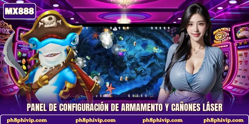Panel de configuración de armamento y cañones láser