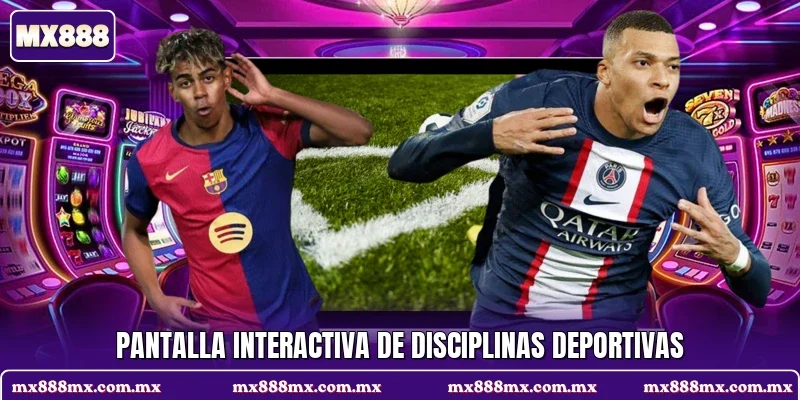 Pantalla interactiva de disciplinas deportivas